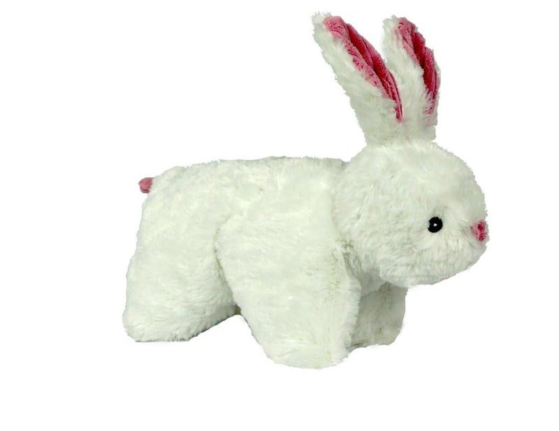 HuggleHounds Plush, Dog Toy, Durable Knot-Less Squooshie Bunny, White - Image 1